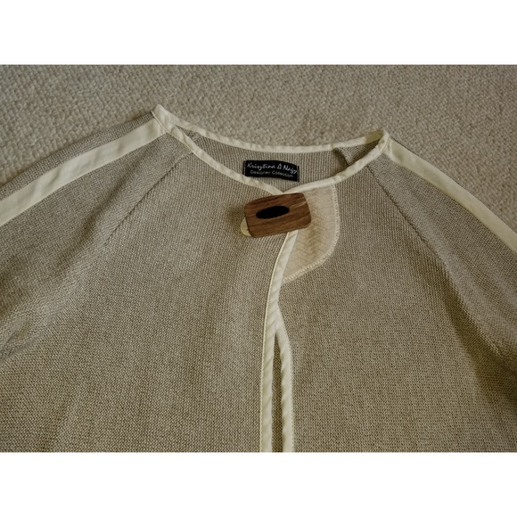 Womens Sweater-KRISZTINA NAGY-lt brown cotton cardigan lagenlook BOHO 3/4slv-M - Picture 2 of 5